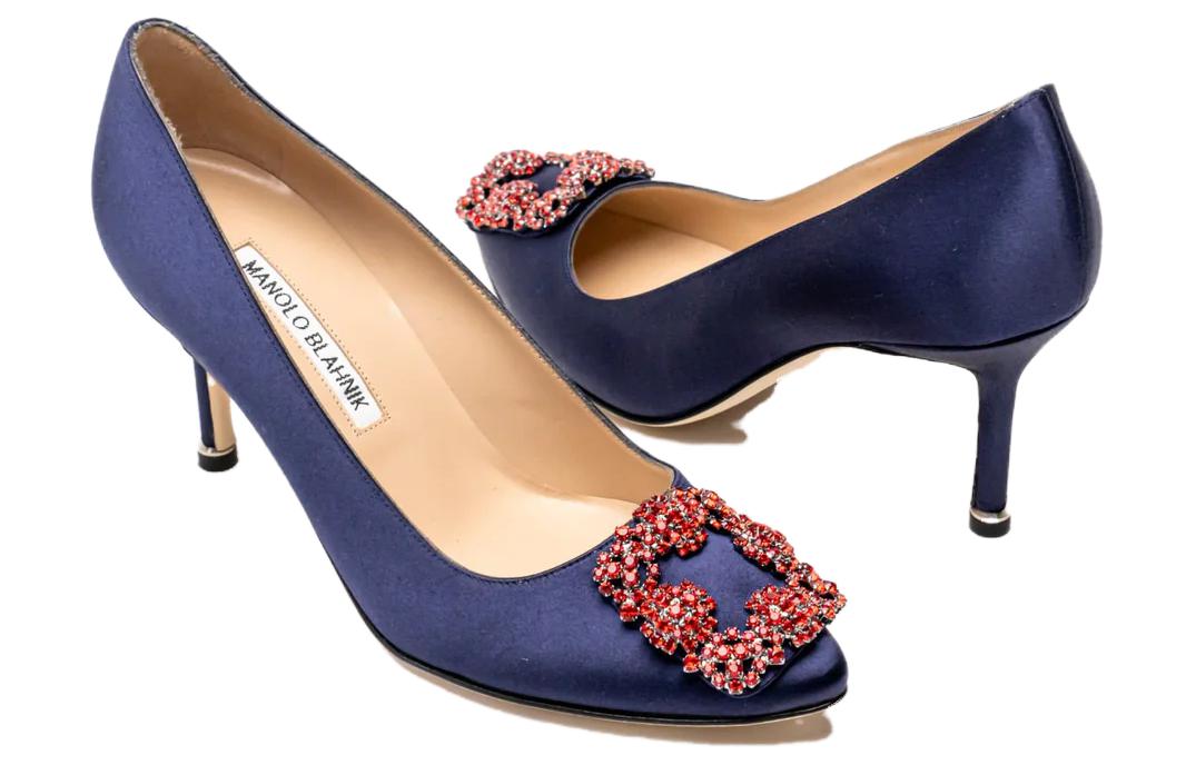 Purchase (Women) Manolo Blahnik Slip-On Stiletto 'Deep Blue' 422-1472-4116