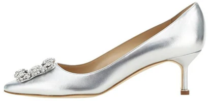 (Women) Manolo Blahnik Slip-On Stiletto 'Silver' 223-1473-0454 (Women) Manolo Blahnik Slip-On Stiletto 'Silver' 223-1473-0454