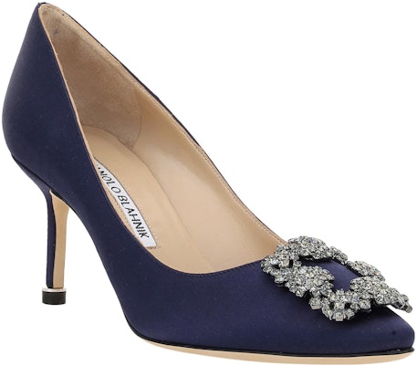 MANOLO BLAHNIK 套腳 細跟 高跟鞋 女款 藍色 Shop MANOLO BLAHNIK 套腳 細跟 高跟鞋 女款 藍色