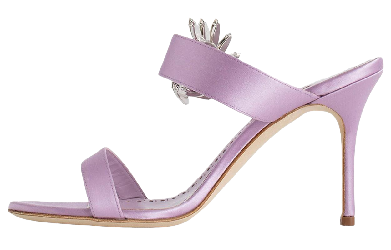 (Women) Manolo Blahnik Square Toe Slide Sandals 'Pink' 123-2154-5138