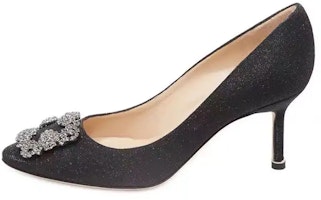(Women) Manolo Blahnik Stiletto 'Black Crystal Buckle' 9XX-0711-0011 (Women) Manolo Blahnik Stiletto 'Black Crystal Buckle' 9XX-0711-0011