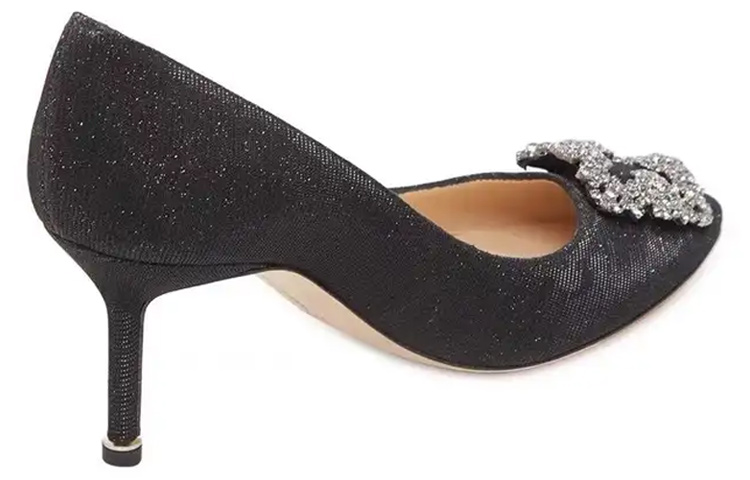 Shop (W) Manolo Blahnik 黑色水晶扣高跟鞋 9XX-0711-0011