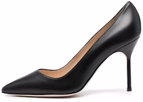 (Women) Manolo Blahnik Stiletto 'Black Leather' 9XX-0464-0022 (Women) Manolo Blahnik Stiletto 'Black Leather' 9XX-0464-0022