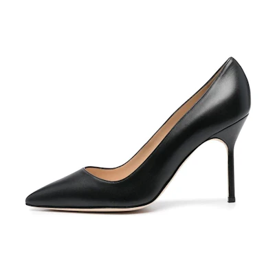 (W) Manolo Blahnik Stiletto 'Black Leather'