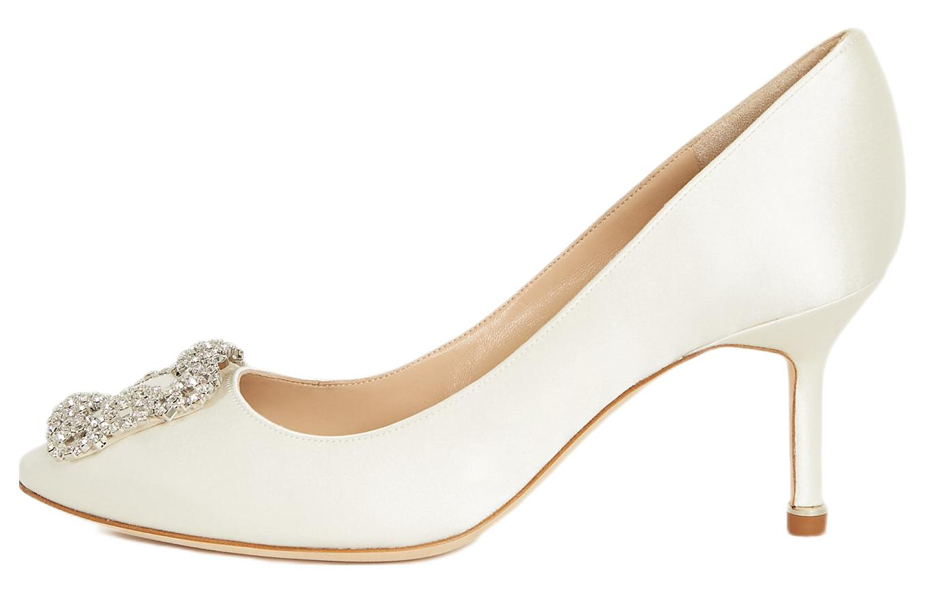 (Women) Manolo Blahnik Stiletto 'Crystal Buckle White' 9XX-0316-1309