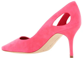 Shop MANOLO BLAHNIK 皮革 套足時尚 細跟 高筒鞋 女款 粉色