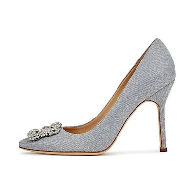 (W) Manolo Blahnik Stiletto High Heels 'Metallic Silver'