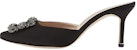 (W) Manolo Blahnik Stiletto Pointed-Toe Mules 7cm 'Hitam Fesyen' 9XX-0726-0054