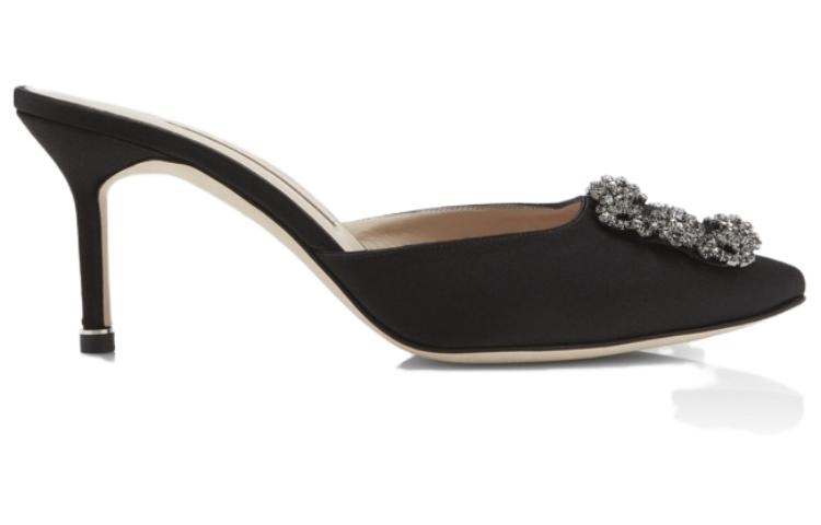 Order (W) Manolo Blahnik Mules Stiletto Punta 7cm ''Nero Moda'' 9XX-0726-0054