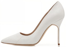 (Women) Manolo Blahnik Stiletto Pumps 'White Leather' 320-1430-0004 (Women) Manolo Blahnik Stiletto Pumps 'White Leather' 320-1430-0004