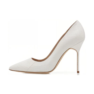 (W) Manolo Blahnik Stiletto Pumps 'White Leather'