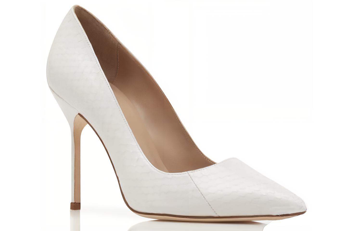Order (Women) Manolo Blahnik Stiletto Pumps 'White Leather' 320-1430-0004