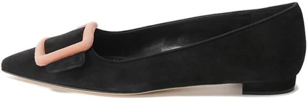 (Women) Manolo Blahnik Suede Buckle Pointed Toe Flats Women Black 223-1528-0001 (Women) Manolo Blahnik Suede Buckle Pointed Toe Flats Women Black 223-1528-0001