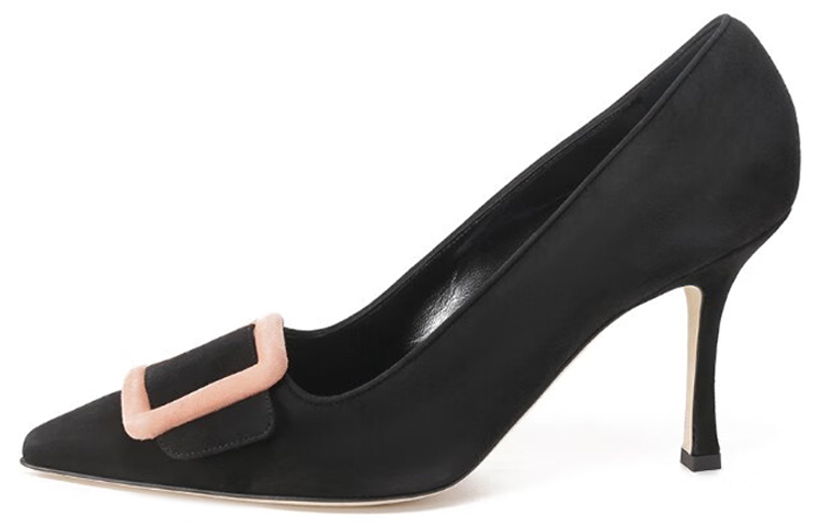 (Women) Manolo Blahnik Suede Pointed Toe Slip-On Heels 9cm Black 223-1526-0001