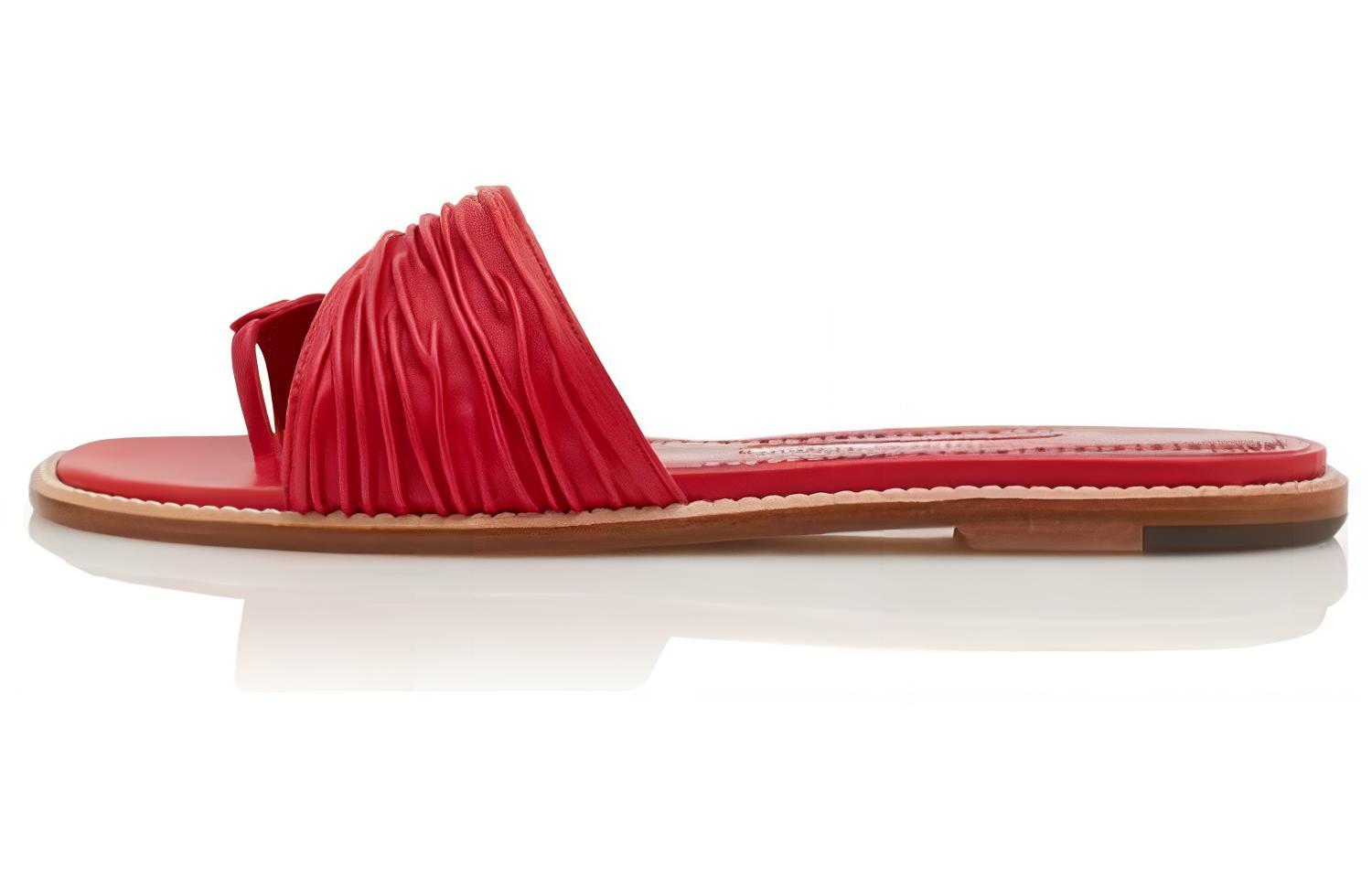 (Women) Manolo Blahnik Tibo 'Red Fashion Comfort Slides' 323-2507-0001