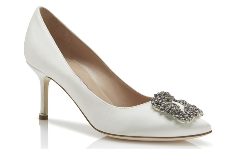 Lookbook (W) Manolo Blahnik Heels Beludru Gesper 'Putih' 9XX-0662-0039