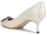 (W) Manolo Blahnik Velvet Buckle Tumit Sederhana 'Krim Putih' 9XX0661-130