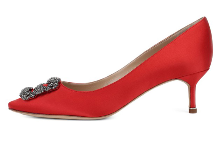 Buy (W) Manolo Blahnik Velvet Crystal Buckle Mid-Heel 'Merah' 9XX0661-6208