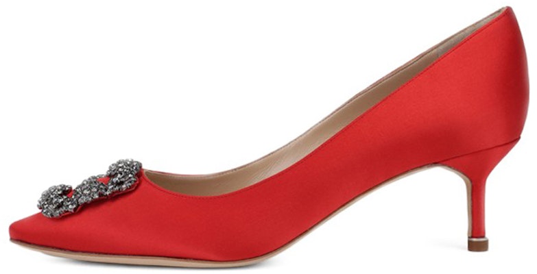 (W) Manolo Blahnik Velvet Crystal Buckle Mid-Heel 'Merah' 9XX0661-6208 Buy (W) Manolo Blahnik Velvet Crystal Buckle Mid-Heel 'Merah' 9XX0661-6208