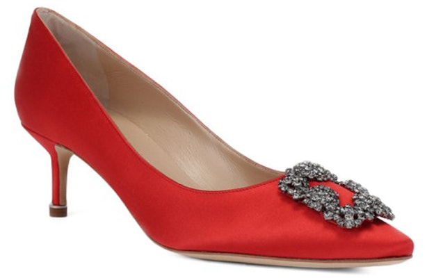 (W) Manolo Blahnik Velvet Crystal Buckle Mid-Heel 'Merah' 9XX0661-6208 Order (W) Manolo Blahnik Velvet Crystal Buckle Mid-Heel 'Merah' 9XX0661-6208