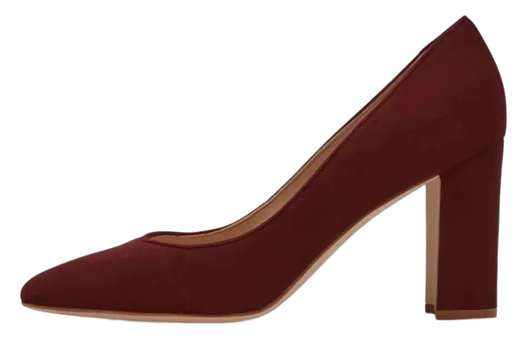 (W) Manolo Blahnik Velvet Fashion Chunky High Heels 'Deep Red'