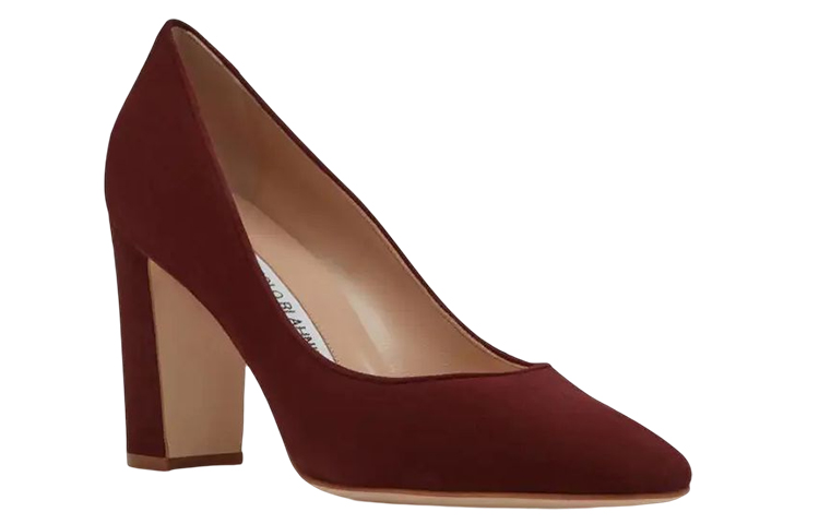 (W) Manolo Blahnik Velvet Fashion Chunky High Heels 'Deep Red' 圖 2