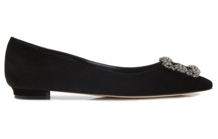 (W) Manolo Blahnik Velvet Flats 'Crystal Buckle Black' 圖 2