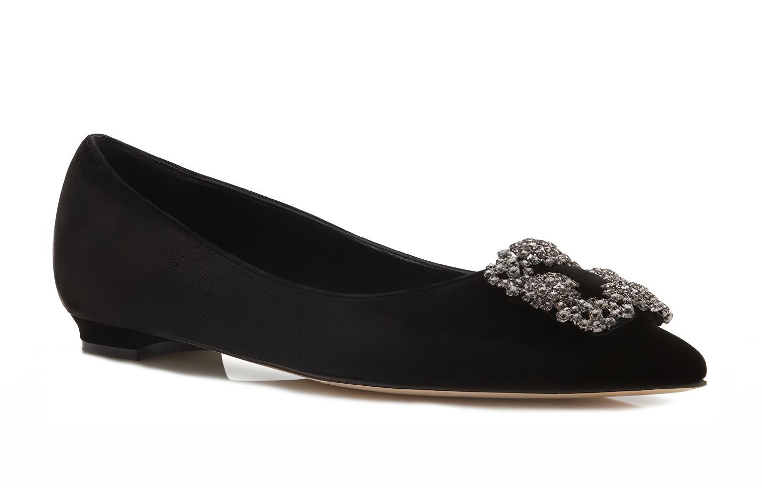 (W) Manolo Blahnik Velvet Flats 'Crystal Buckle Black' 圖 4
