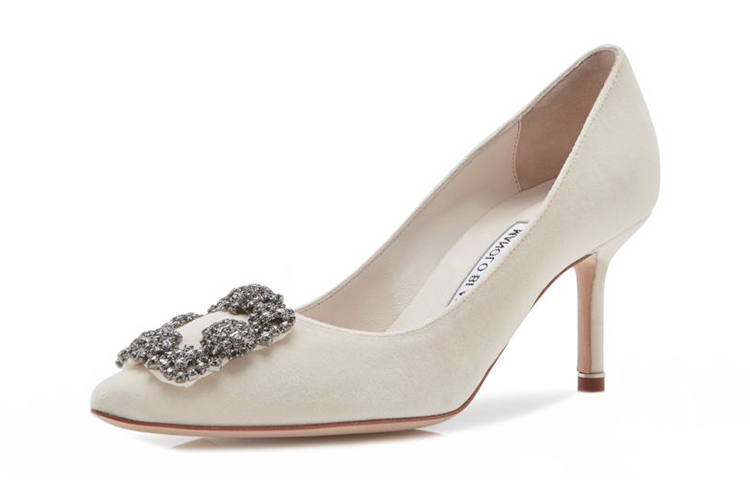 (W) Manolo Blahnik Velvet High Heel 'Crystal Buckle Swan' 圖 4