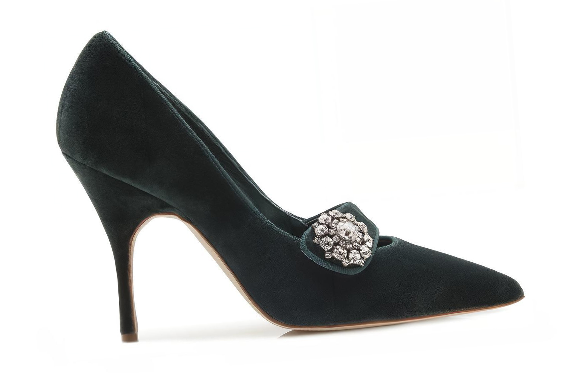 (W) Manolo Blahnik Velvet High Heels 'Crystal Embellished - Deep Green' 圖 2