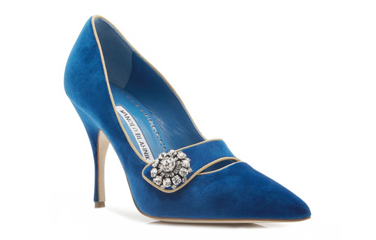 (W) Manolo Blahnik Velvet High Heels 'Crystal Embellished Blue' 圖 2