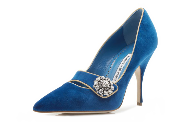 (W) Manolo Blahnik Velvet High Heels 'Crystal Embellished Blue' 圖 3