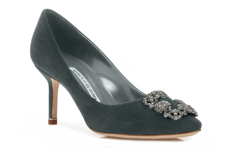 (W) Manolo Blahnik Velvet High Heels 'Green Crystal Buckle' 圖 2