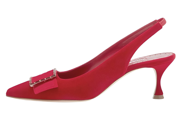 (W) Manolo Blahnik Velvet High Heels 'Red'