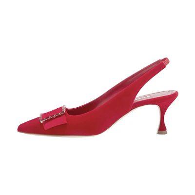 (W) Manolo Blahnik Velvet High Heels 'Red'