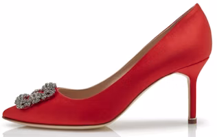(Women) Manolo Blahnik Velvet High Heels 'Red Buckle' 9XX-0662-0033 (Women) Manolo Blahnik Velvet High Heels 'Red Buckle' 9XX-0662-0033
