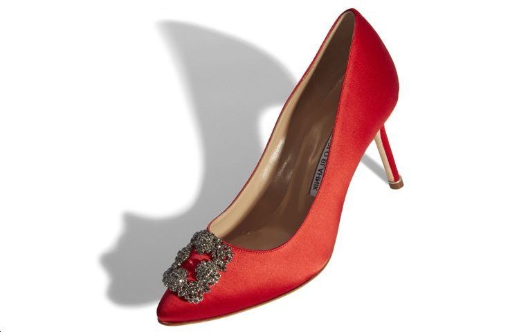 (W) Manolo Blahnik Velvet High Heels 'Red Jewel Buckle' 圖 3
