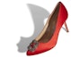 Lookbook (W) Manolo Blahnik Velvet High Heels 'Red Jewel Buckle' Tumit Tinggi Baldu Merah. 9XX0662-6208
