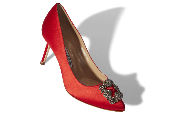(W) Manolo Blahnik Velvet High Heels 'Red Jewel Buckle' 圖 4