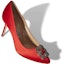 Shop (W) Manolo Blahnik Velvet High Heels 'Red Jewel Buckle' Tumit Tinggi Baldu Merah. 9XX0662-6208