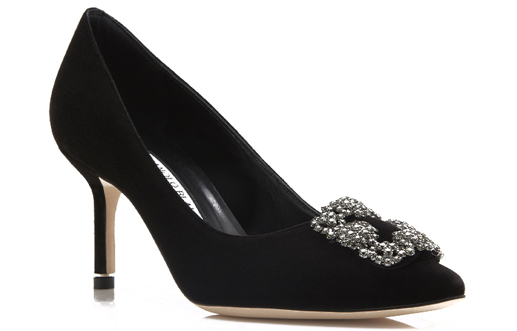 (W) Manolo Blahnik Velvet Jewel Buckle High Heels 'Elegant Black' 圖 2