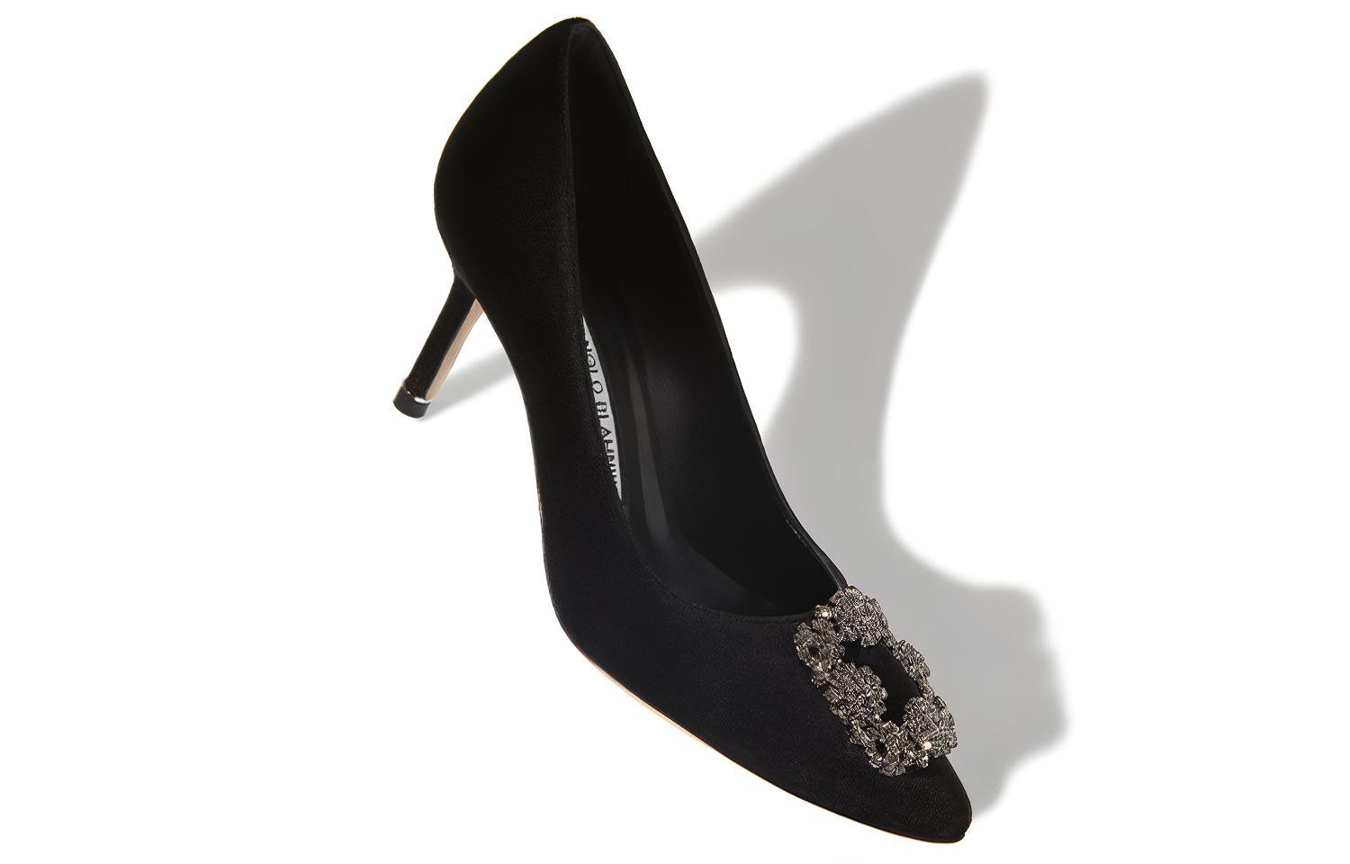 (W) Manolo Blahnik Velvet Jewel Buckle High Heels 'Elegant Black' 圖 3