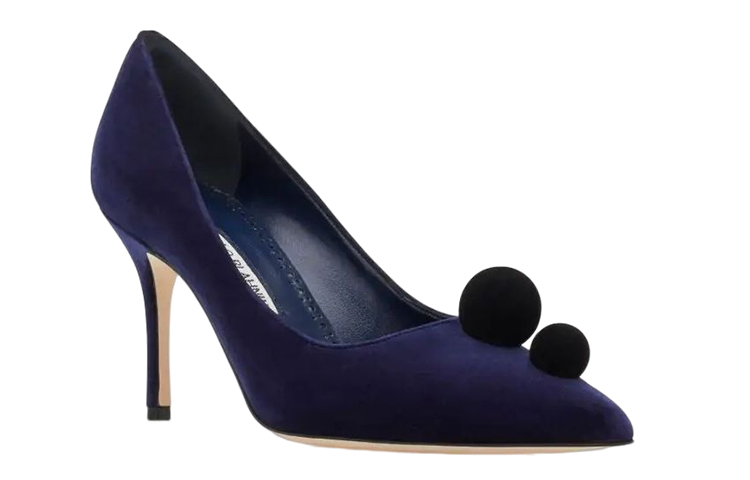(W) Manolo Blahnik Velvet Pointed-Toe High Heels 'Navy' 圖 2