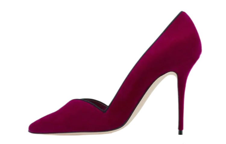 (W) Manolo Blahnik Velvet Pointed Toe High Heels 'Deep Burgundy'