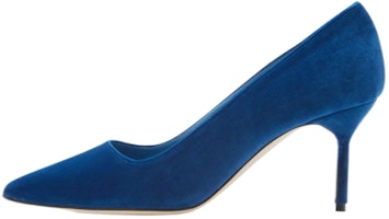 (Women) Manolo Blahnik Velvet Pointed Toe High Heels 'Blue' 319-1133-0010 (Women) Manolo Blahnik Velvet Pointed Toe High Heels 'Blue' 319-1133-0010