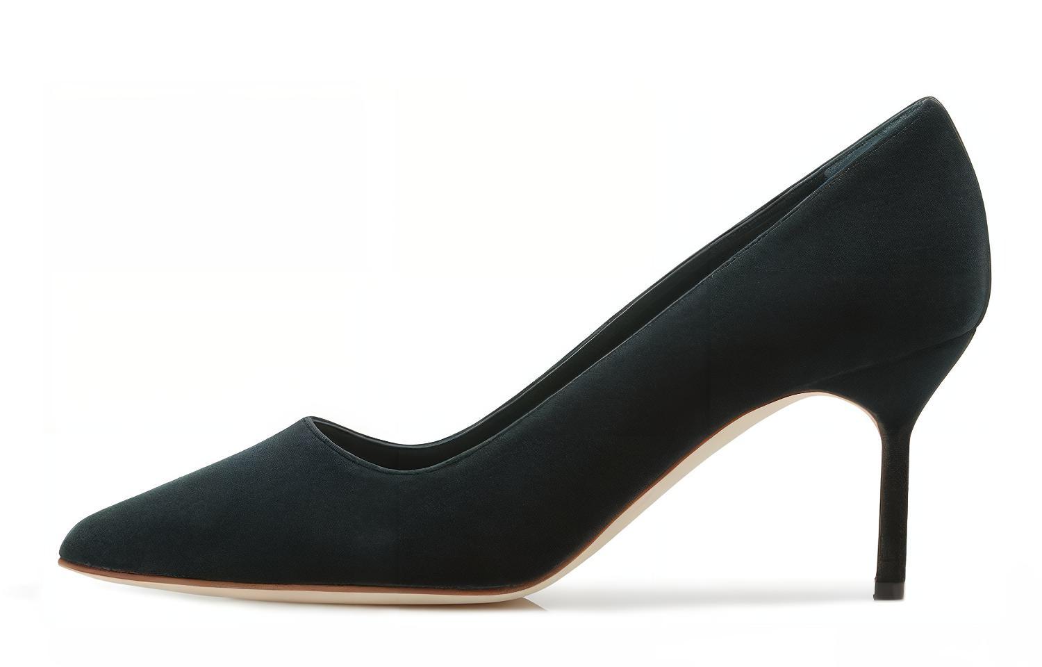 (W) Manolo Blahnik Velvet Pointed Toe High Heels 'Deep Green'