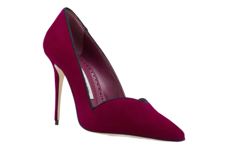 (W) Manolo Blahnik Velvet Pointed Toe High Heels 'Deep Burgundy' 圖 2