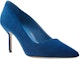 Order (W) Manolo Blahnik High Heels Beludru Ujung Lancip 'Biru' 319-1133-0010