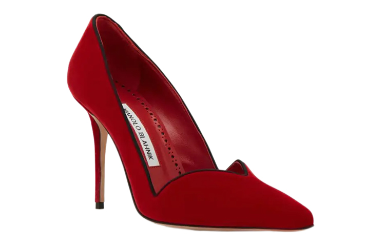 (W) Manolo Blahnik Velvet Pointed Toe High Heels 'Red' 圖 2