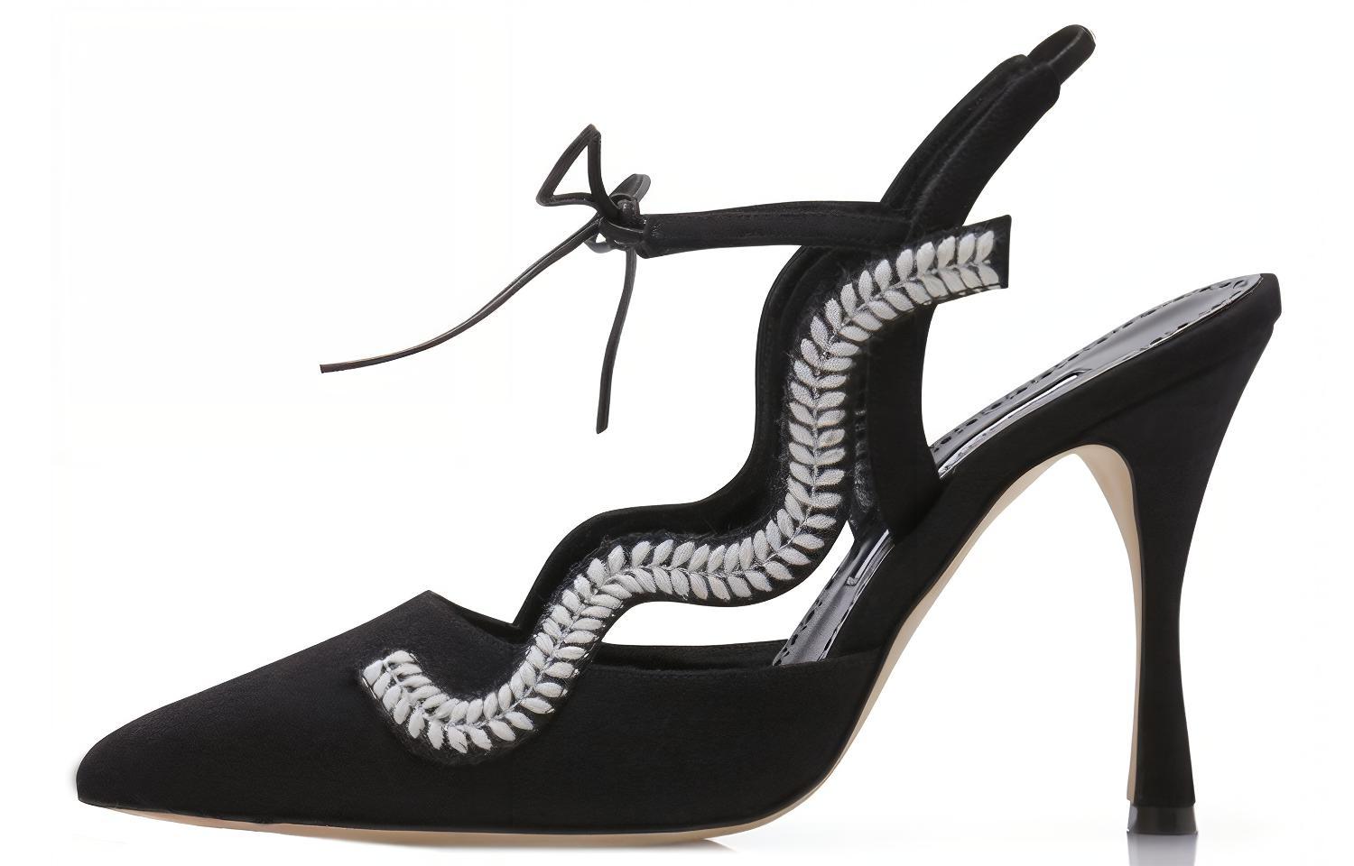(W) Manolo Blahnik Waga 'Black Pointed-Toe'